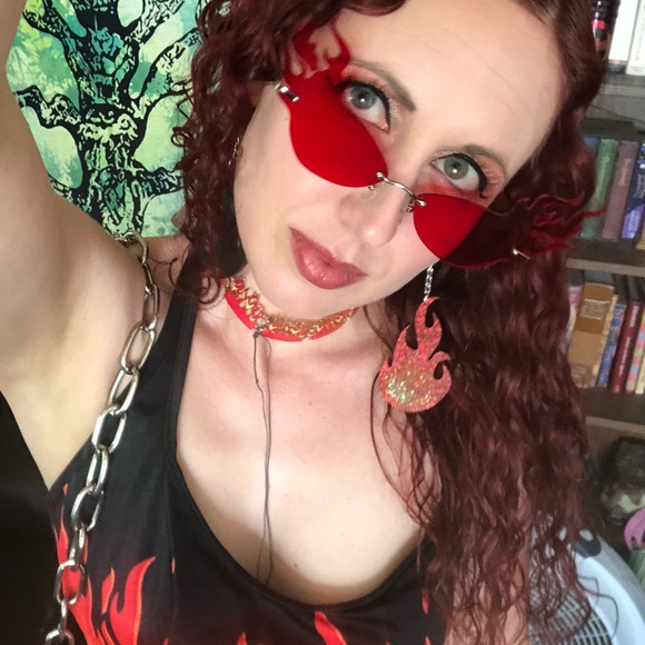 Flame earrings drop fire its lit rave burning man - Picture 2 of 8